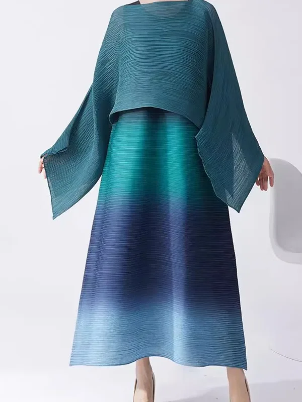 Summer New Design Long Printed Dress Women's Outerwear Casual High Waist Pleated Skirt Polyester Fiber Micro Stretch