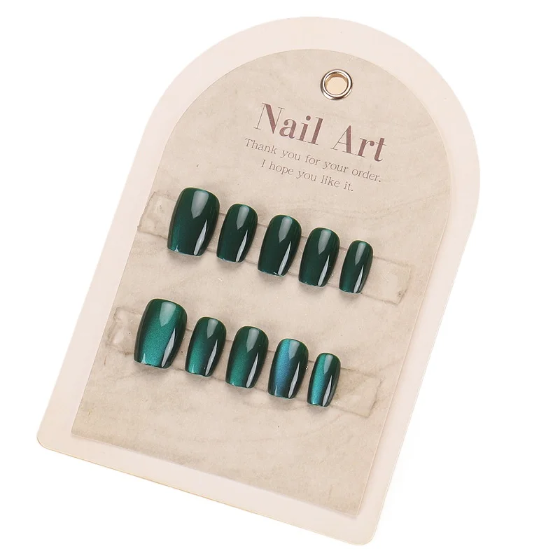 

Wear nail advanced sense fake nails deep cat eye manicure short removable nail sticker