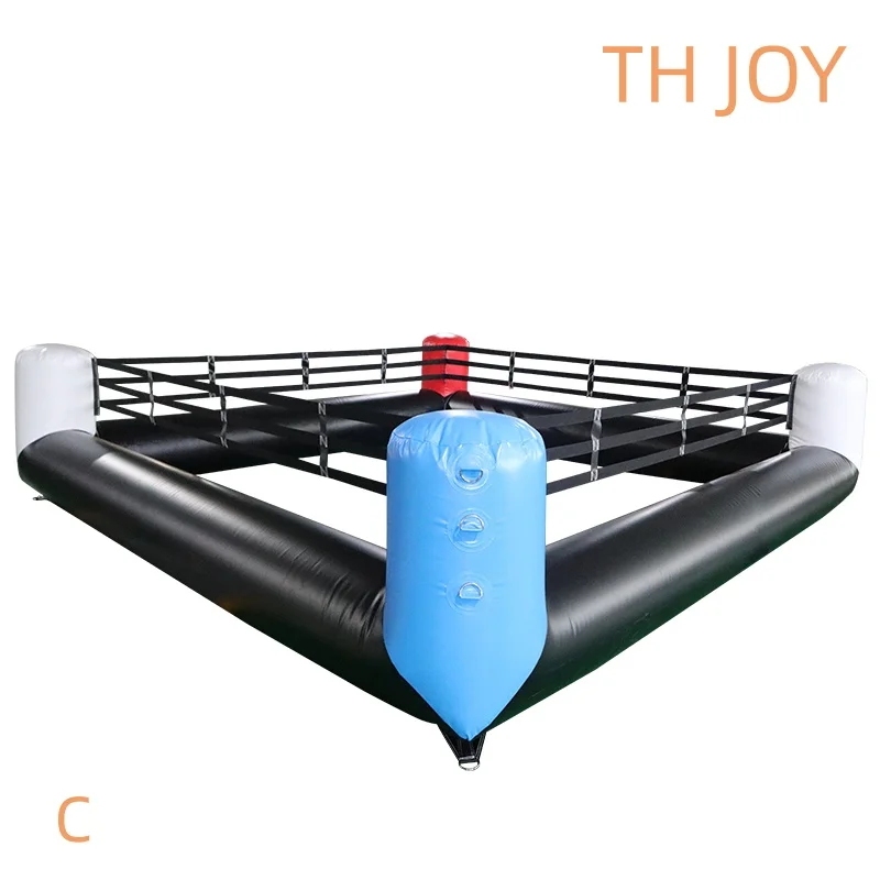 Envío aéreo rápido a puerta, juego de anillo de boxeo inflable interactivo al aire libre, zona de juego de lucha inflable personalizada de 4x4m