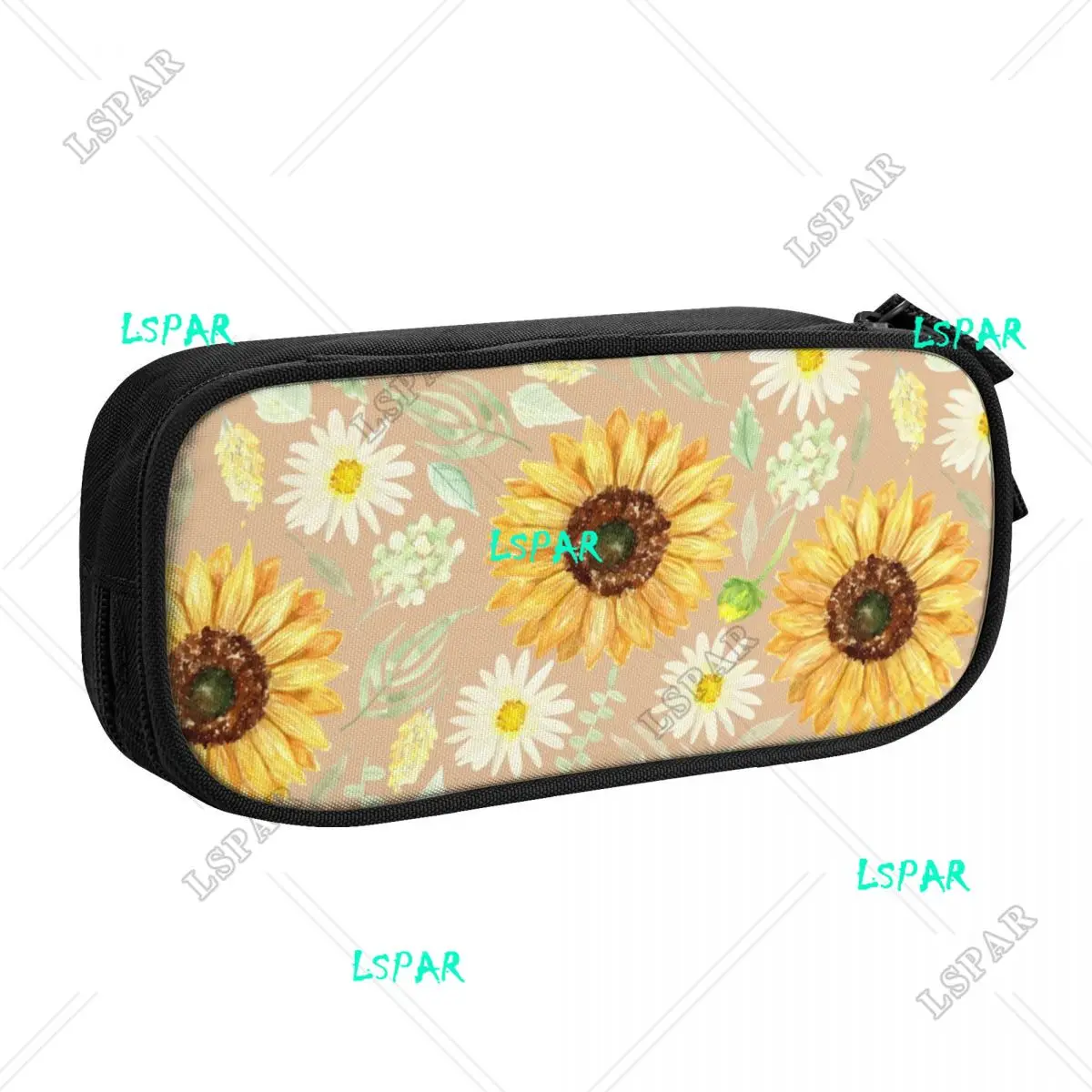 Kawaii Custom Sunflowers And Daisies Pencil Case for Boys Gilrs Floral Flower Large Capacity Pen Box Bag Stationery