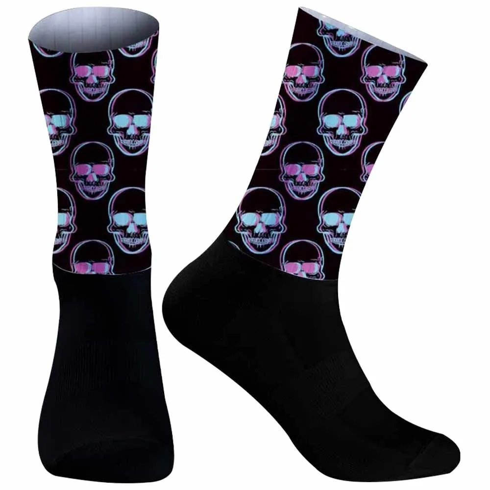 Professional Cycling Sport Socks Protect Feet Breathable Socks New Cycling Socks Graffiti skull pattern Bicycles Socks