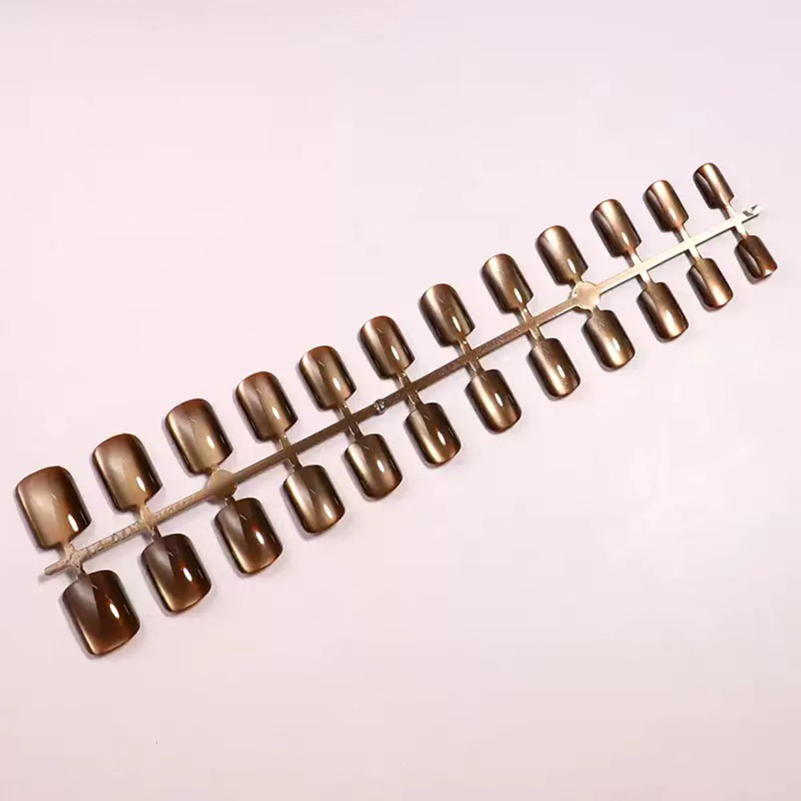 24 Stück Kaffeefarbene Katzenaugen-Kurznägel, künstliche Nägel, tragbares Werkzeug, vollflächige Nagelspitzen, Acryl-Nagelspitzen für Frauen – Detail 5