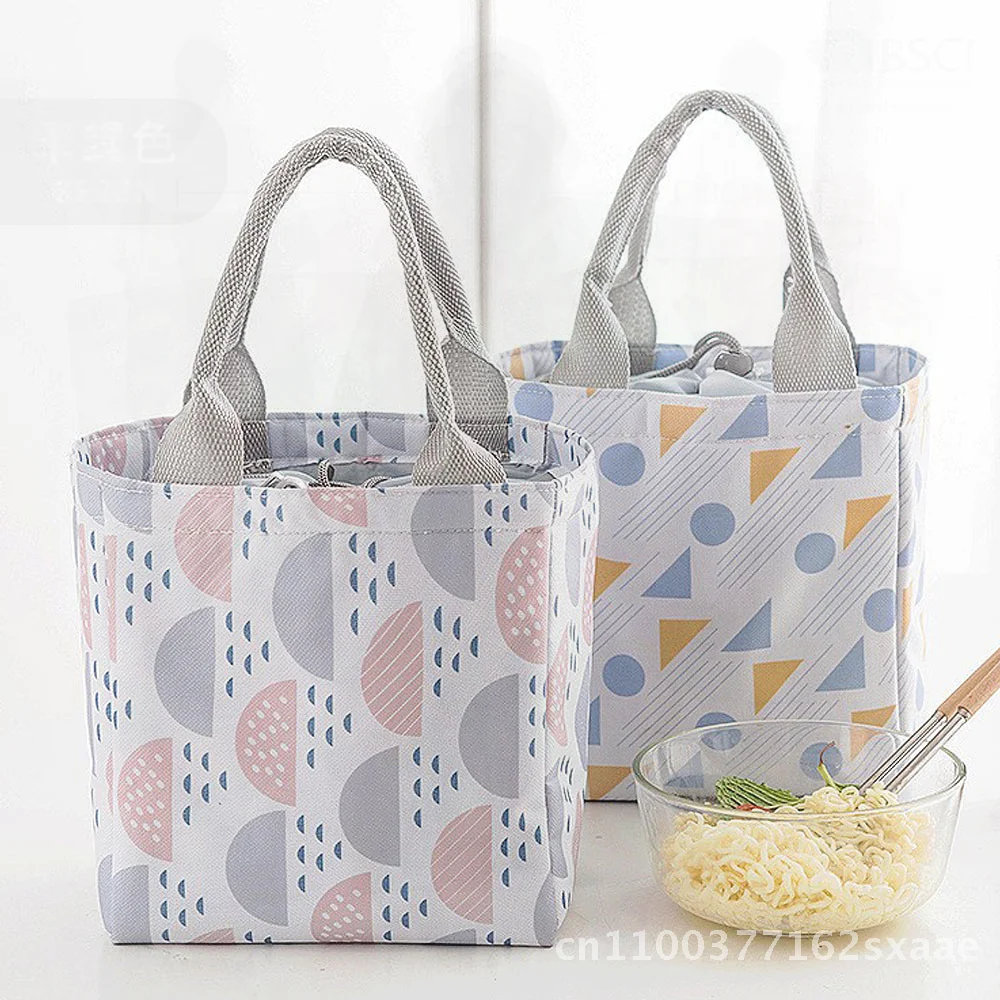 

Утолщенная сумка для обеда в корейском стиле на шнурке, портативная изолированная хлопково-льняная сумка для студенческой пары, сумка для обеда, современная сумка для ручной переноски