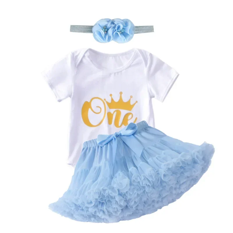 Baby Girl Tutu Dress Sets My 1st Birthday Toddler Romper Tops + Tulle Skirt Party Infant Print Clothing Newborn Dresses Set