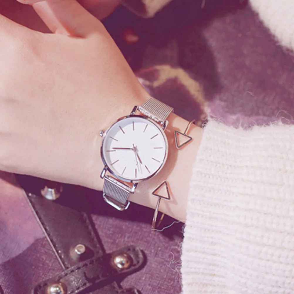 

Серебряные часы с элегантным прочным ремешком, водонепроницаемые женские часы, стильные, для путешествий, вечеринок, школы, подарок для женщин