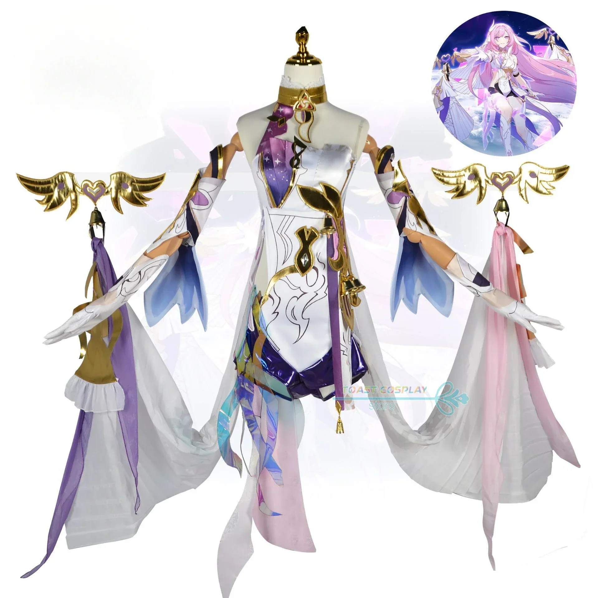 Honkai cosplay jogo honkai impacto 3: elysia herrscher do ego humano feminino cosplay traje peruca sapatos conjunto completo festa sexy ternos
