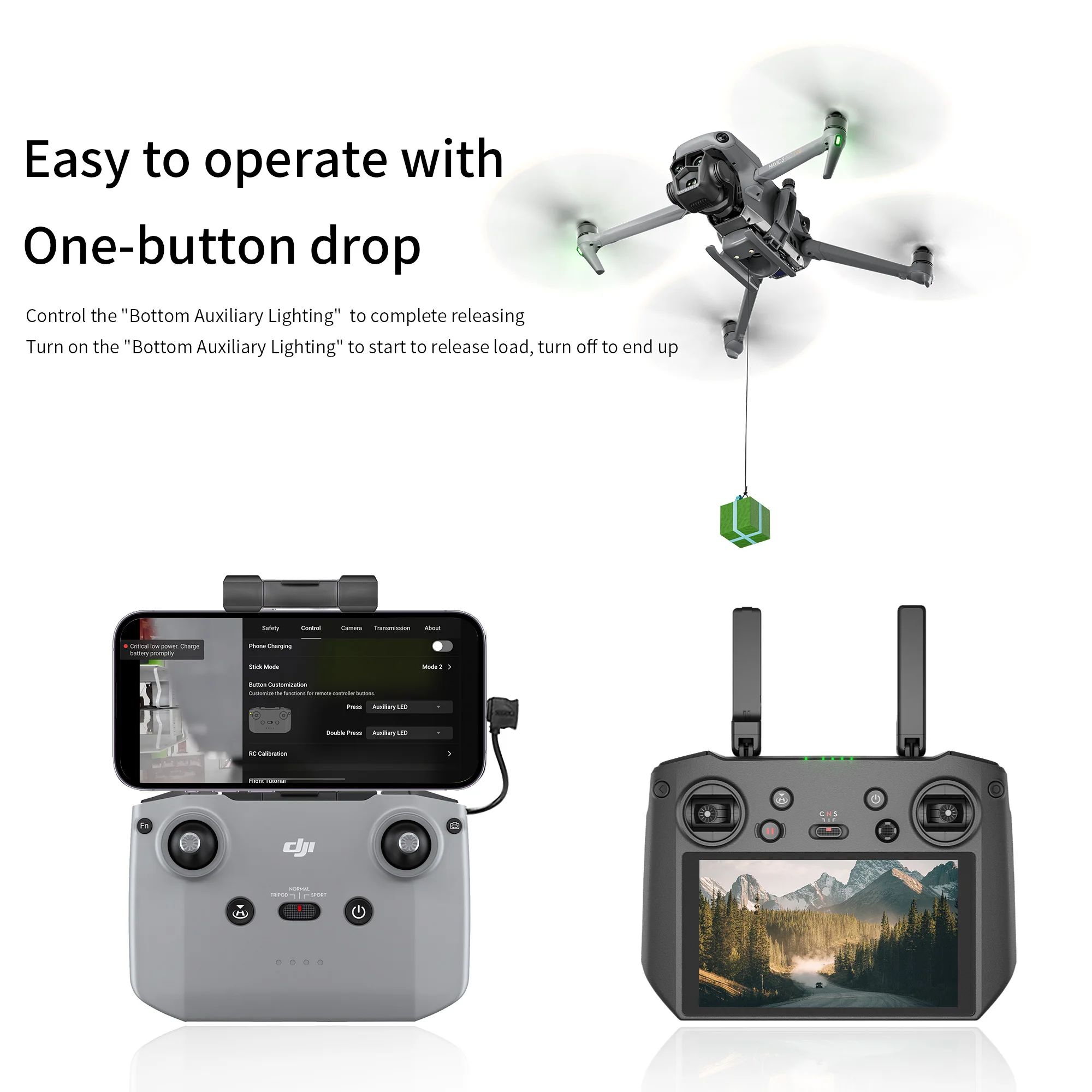 3 in 1 Airdrop System for DJI Mavic 3/3 Pro/3 Classic Drone Fishing Bait Wedding Ring Deliver Life Rescue Gift Deliver Thrower