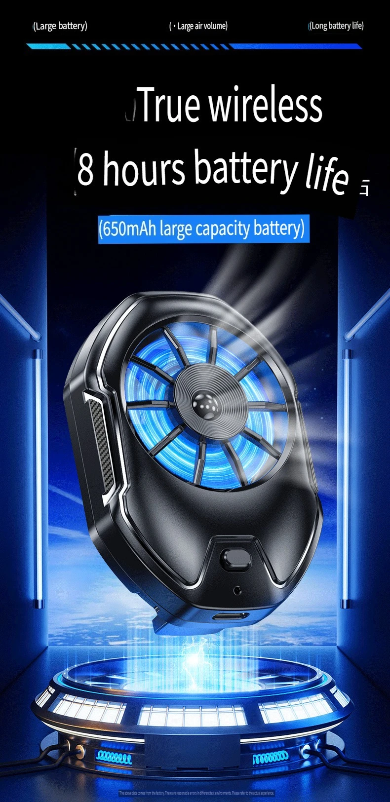 Ventilador silencioso refrigerado por aire para transmisiones en vivo de juegos, clip trasero, resistencia inalámbrica, radiador recargable, artefacto de enfriamiento