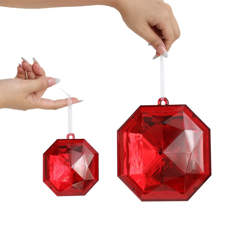 Diamond Shaped Hanging Decorations Square Christmas Tree Decor Round Gemstone Plastic Hanging Decor Upside Down Garland