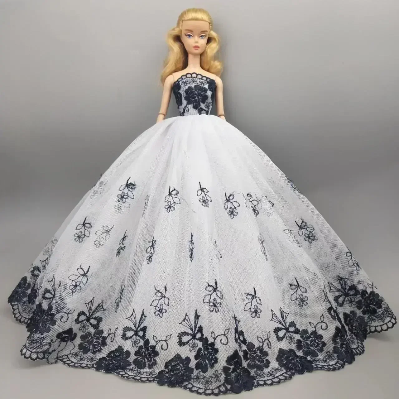 

Floral Lace Elegant Wedding Dress for Barbie Doll Clothes Outfits White Black Princess Party Gown 1/6 BJD Dolls Accessories Toys