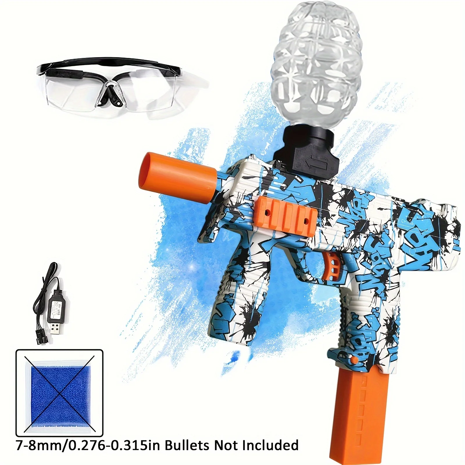 MP9 Electric Blaster - Automatic Splatter Ball Gun -Upgraded battery, High speed blaster -Gift, For Outdoor Games