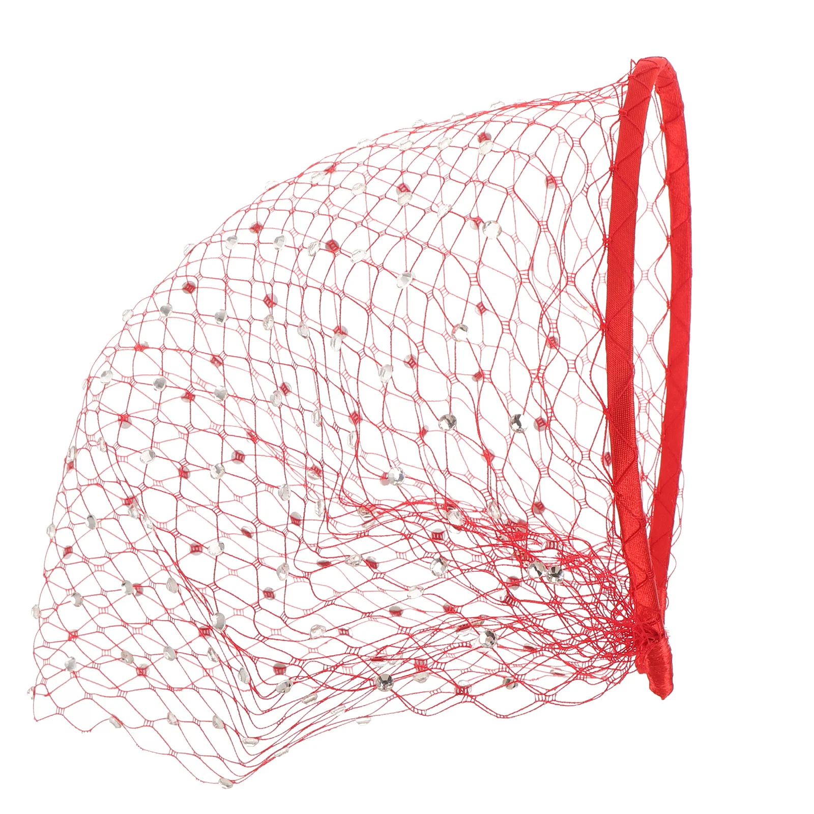 

Mesh Veil Headband for Women Rhinestone Embellished Bridal Hairband Elegant Design for Wedding and Vintage Occasions