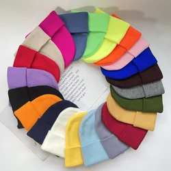 Gorro de punto para bebé, gorro de ganchillo para niños, mujeres y hombres, gorro de Color sólido acrílico para exteriores, mantener el calor, Invierno