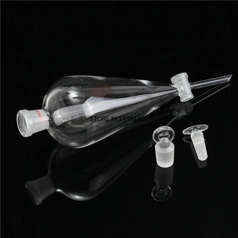 1Pcs 60/125/250/500/1000ml Pear-shaped/pyriform Separating Conical Funnel With Glass Ground-in Piston Lab Glassware