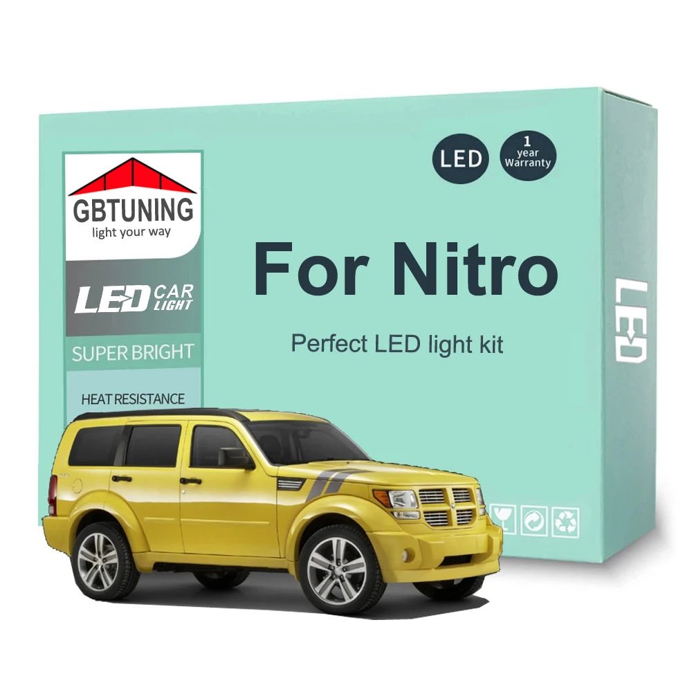 10Pcs LED Interior Light Bulb Kit For Dodge Nitro 2007 2008 2009 2010 2011 2012 Vehicle Reading Dome Trunk Vehicle Lamp Canbus