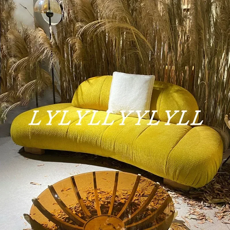 for Italian Light Luxury Granular Velvet Arc Simple Designer Living Room Small Apartment Leisure Reception Fabric Sofa