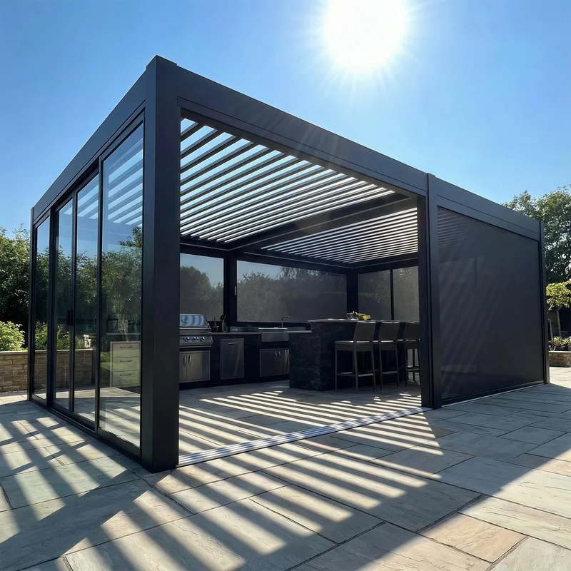 Thick Layer Powder Coated Aluminum Pergola Anti-Scratch Fade-Proof Long Life Outdoor Balcony Gazebo Heavy-Duty Waterproof