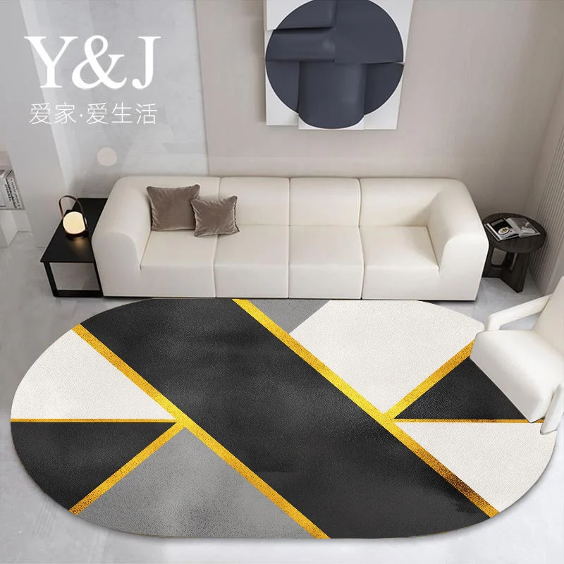 Modern Elliptic Carpets for Living Room Geometric Light Luxury Decorative Hanging Chair Rugs Bedroom Dresser Cloakroom Area Mat