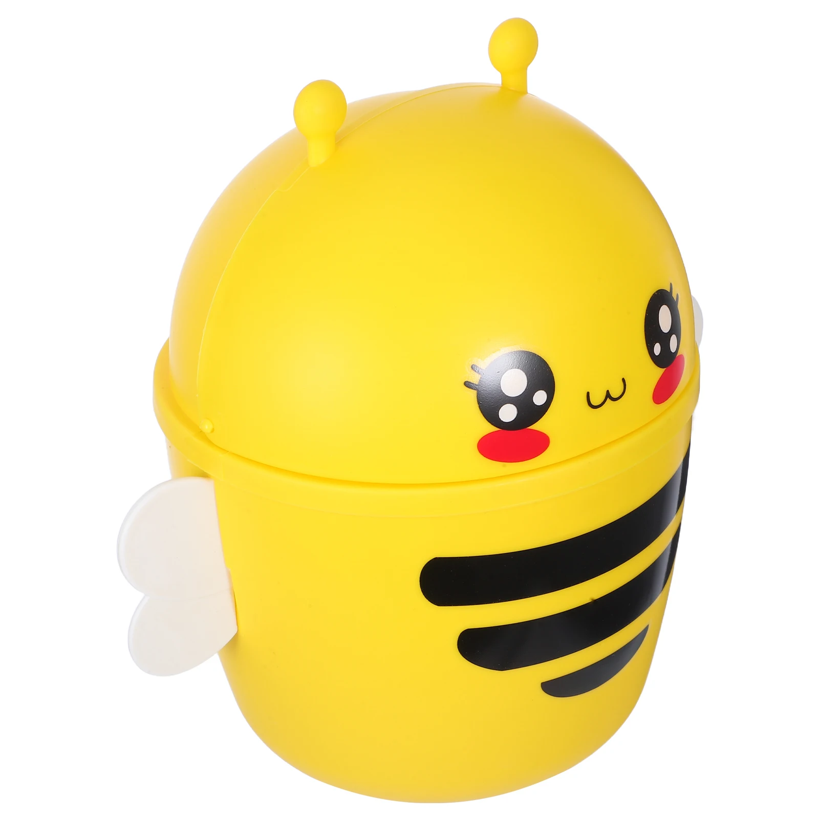 

1Pc Mini Trash Bin Clamshell Design Desktop Garbage Storage Can Cute Cartoon Bee Trash Can with Lid