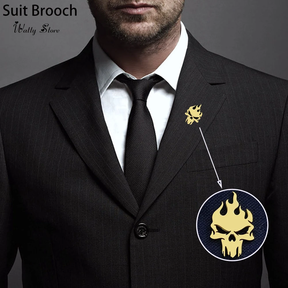 

Watty creative evil spirit skull stainless steel brooch, fashionable backpack pendant, suit lapel pin, badge gift for friends.