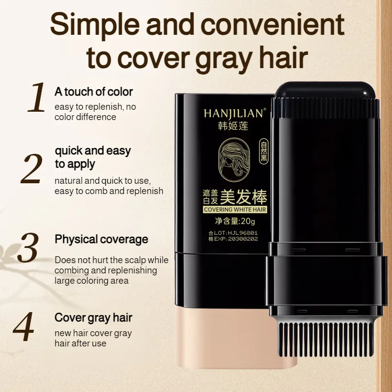 2 in1 Hair Dye Stick with Comb Natural Teeth Comb Convenient Hair Coloring Comb for Gray Hair Hairdressing Easy Color Hair Dyein