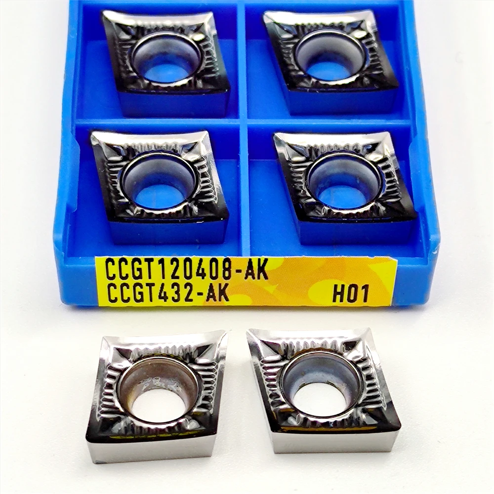 CCGT120402 CCGT120404 CCGT120408 AK H01 Inserti per tornitura Lama in metallo duro Utensile da taglio per tornio per alluminio CCGT 120402 120404 120408