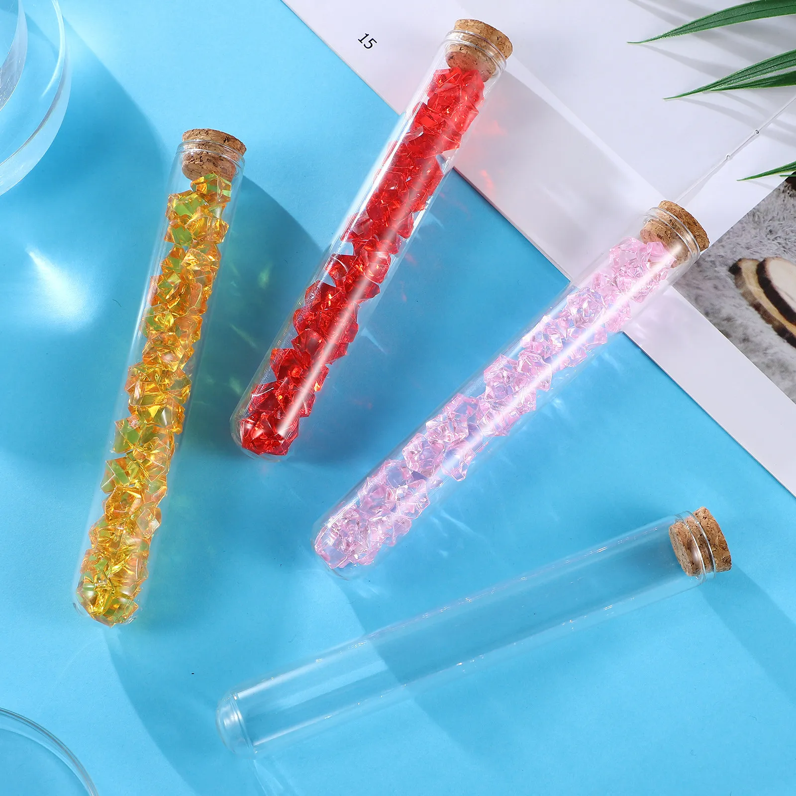 

16Pcs Clear Test Tubes with Cork Stoppers Transparent Sealing Bottles Funnel for Scientific Experiments Candy Storage Bath Salts
