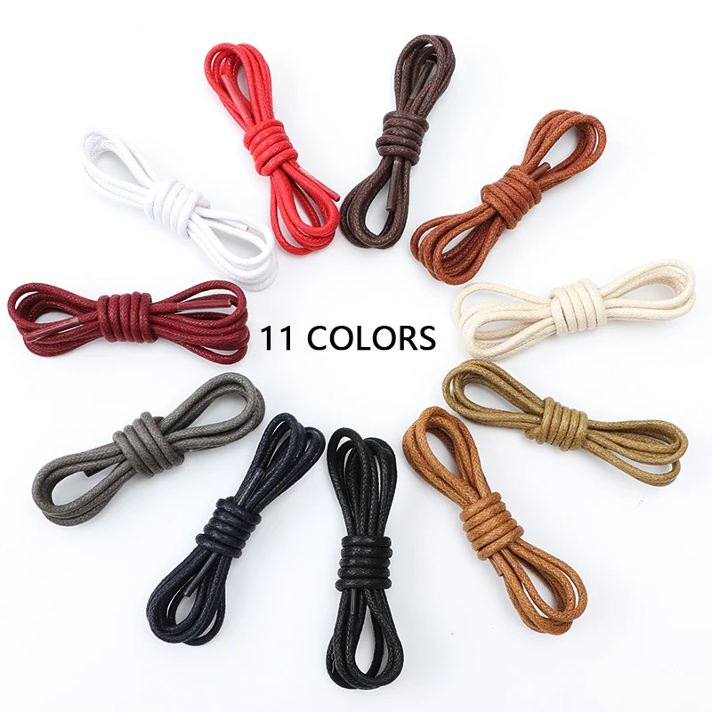 1Pair Round Waxed Shoelaces for Shoes Soild Cotton Boot Laces Leather Shoelace Waterproof Strings Sports Running Rope Shoe Lace