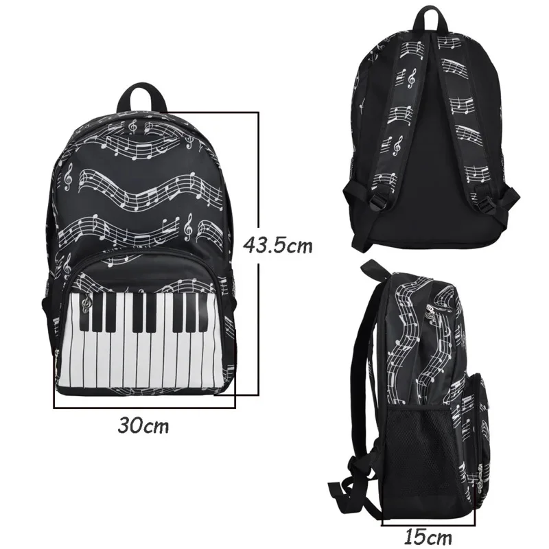 Music PUNK Backpacks Waterproof Oxford Cloth Note School Funny Bag Artistic Rucksack Casual High Capacity Shoulder Travel Bag