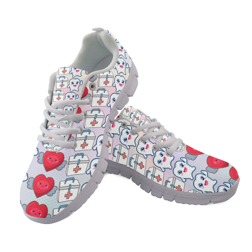 Summer Sport Jogging Running Shoes For Women Nurse Walk Casual Shoes Cartoon Nurse Print Mesh Ladies Sneakers Woman Flats 2025