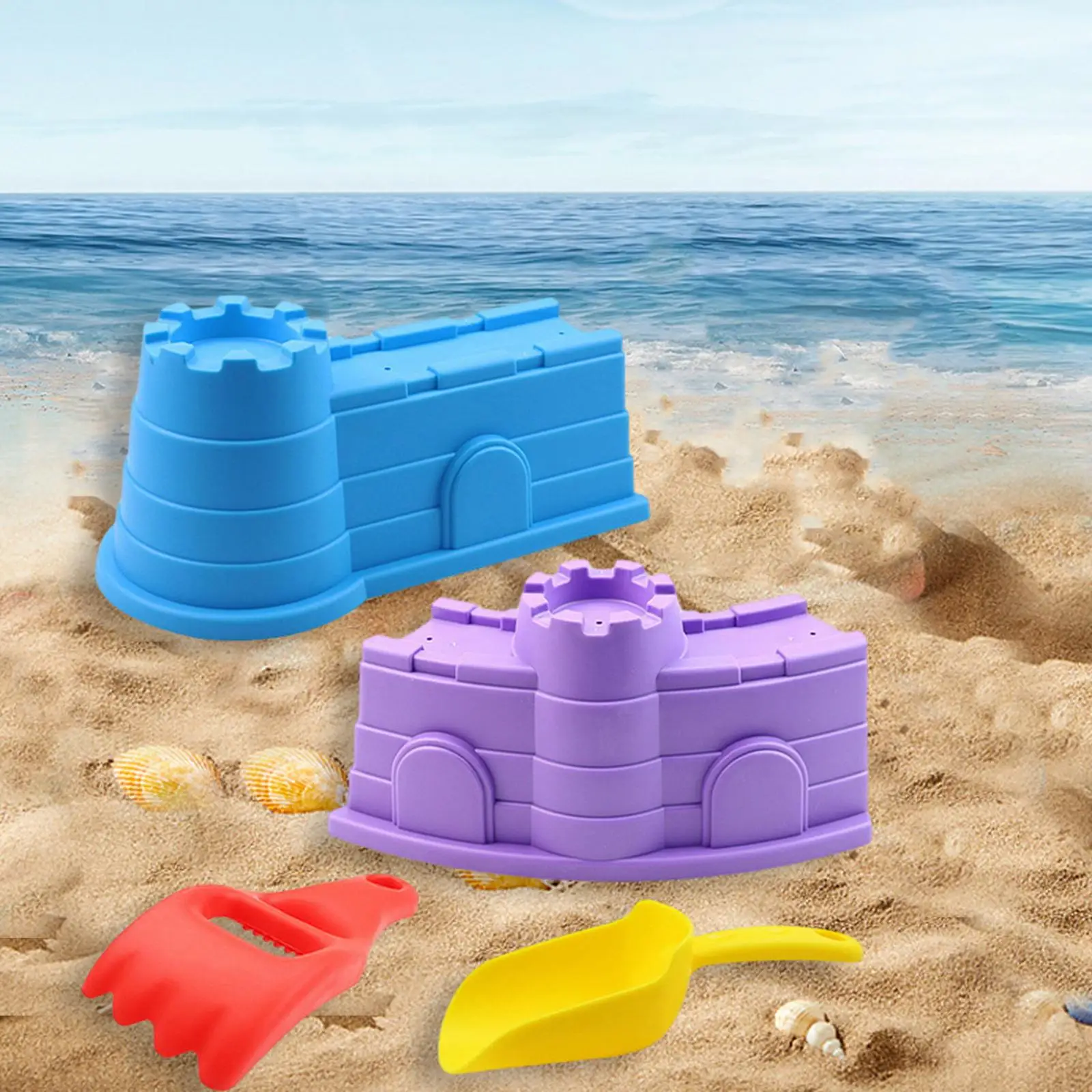 Beach and Sand Castle Kit, Beach Sand Toys Set for Kids Outside Sand Gadgets Snow Model Toys for Children Outdoor Activities