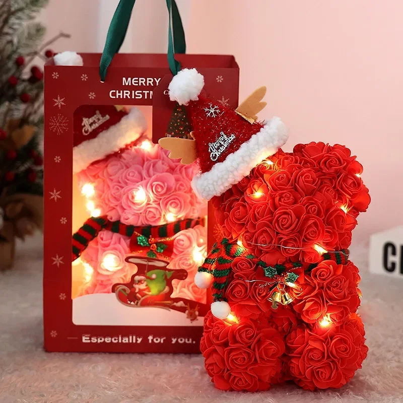 30cm Rose Teddy Bear Artificial Flower of Roses for Women Valentine's Anniversary Gifts & Decor Miniatures A for My Girlfriend