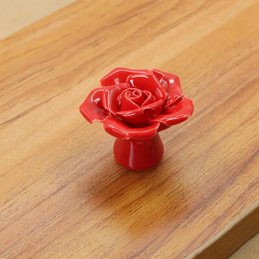 Ceramic Rose Cabinet Door Knobs Drawer Pulls For Furniture Wardrobe Cupboard Modern European Style Decor