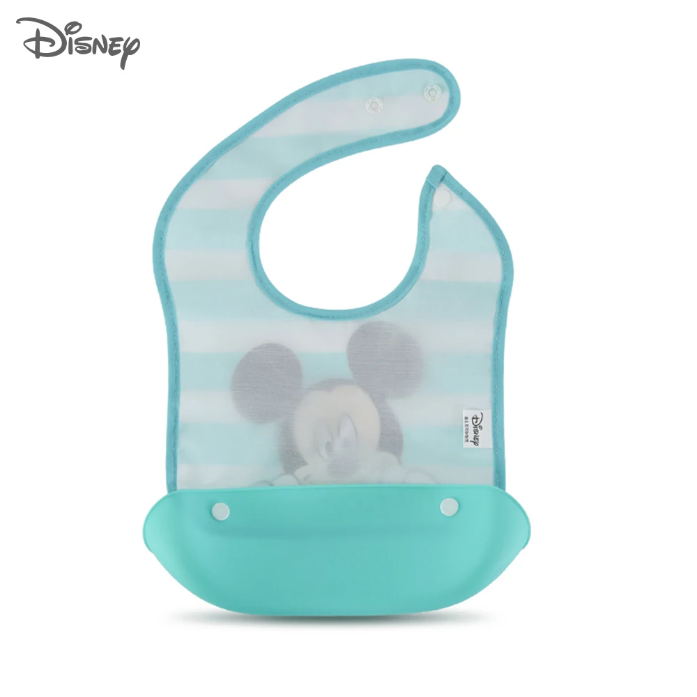 Disney Silicone  Baby Dinner Bib Combination Leak-proof  Pocket  and Baby Burp cloths  Detachable baby stuff for newborns