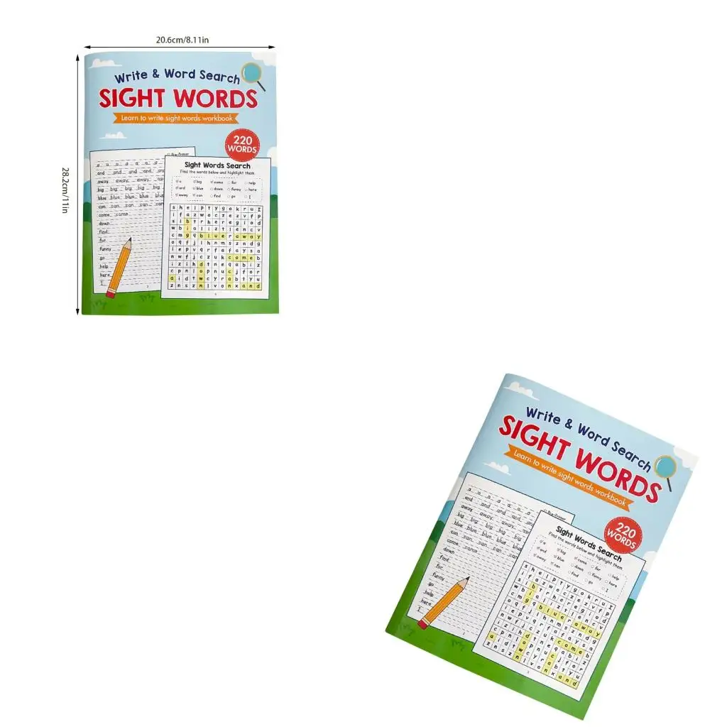  English Learning Note Book White & Sight Words Search with 500 Most Common Words