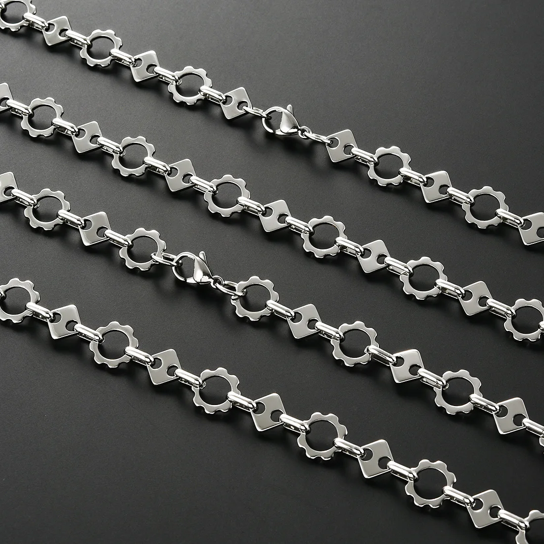 Chaîne de collier avec câble circulaire en acier inoxydable, 10mm, fait à la main, pour la fabrication de bijoux, chaînes en vrac, ne se décolore jamais