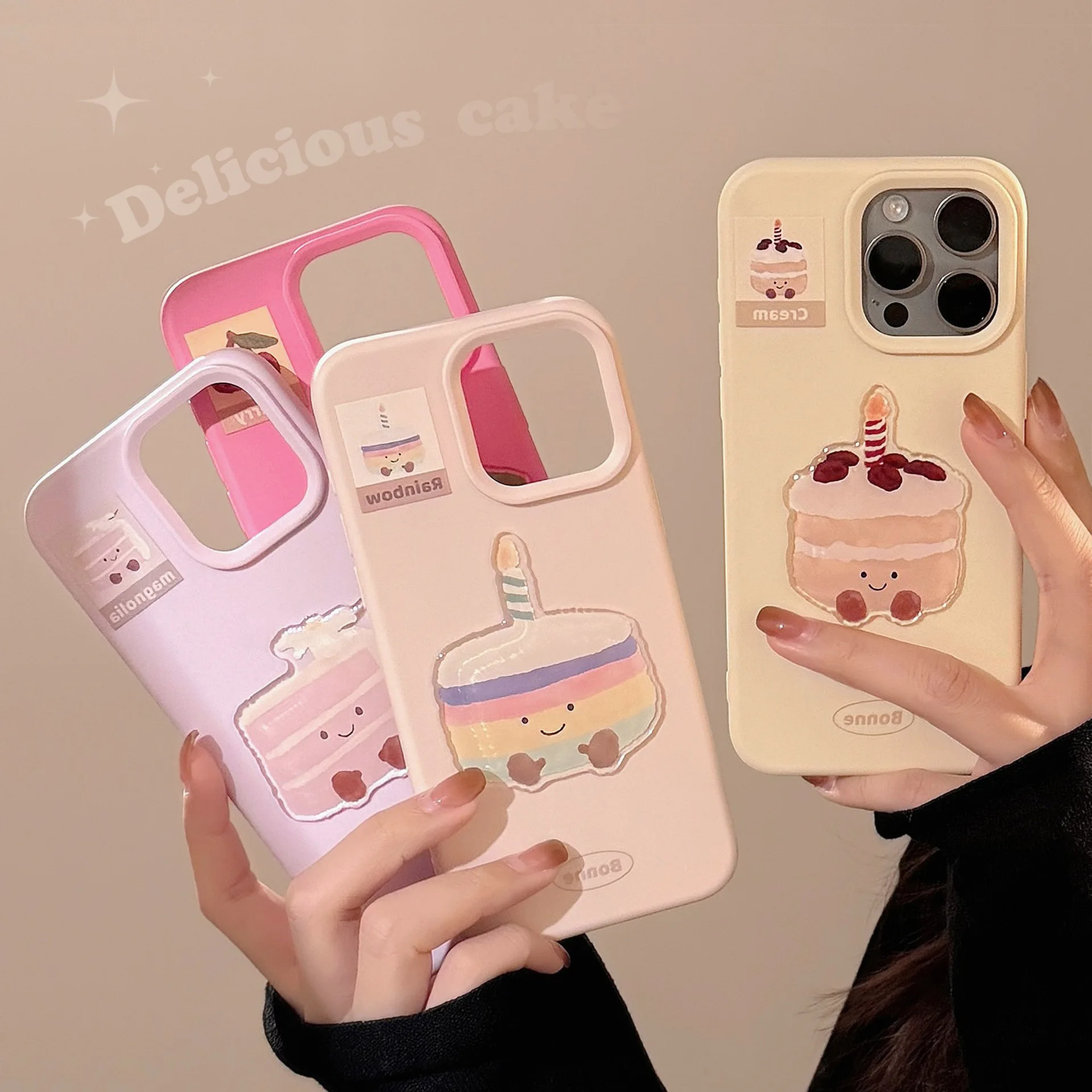 

Cute Ins Cake 17 Pro Max Apple 16 Phone Case Silicone iPhone 14 Suitable 13 Dimensional Soft Case