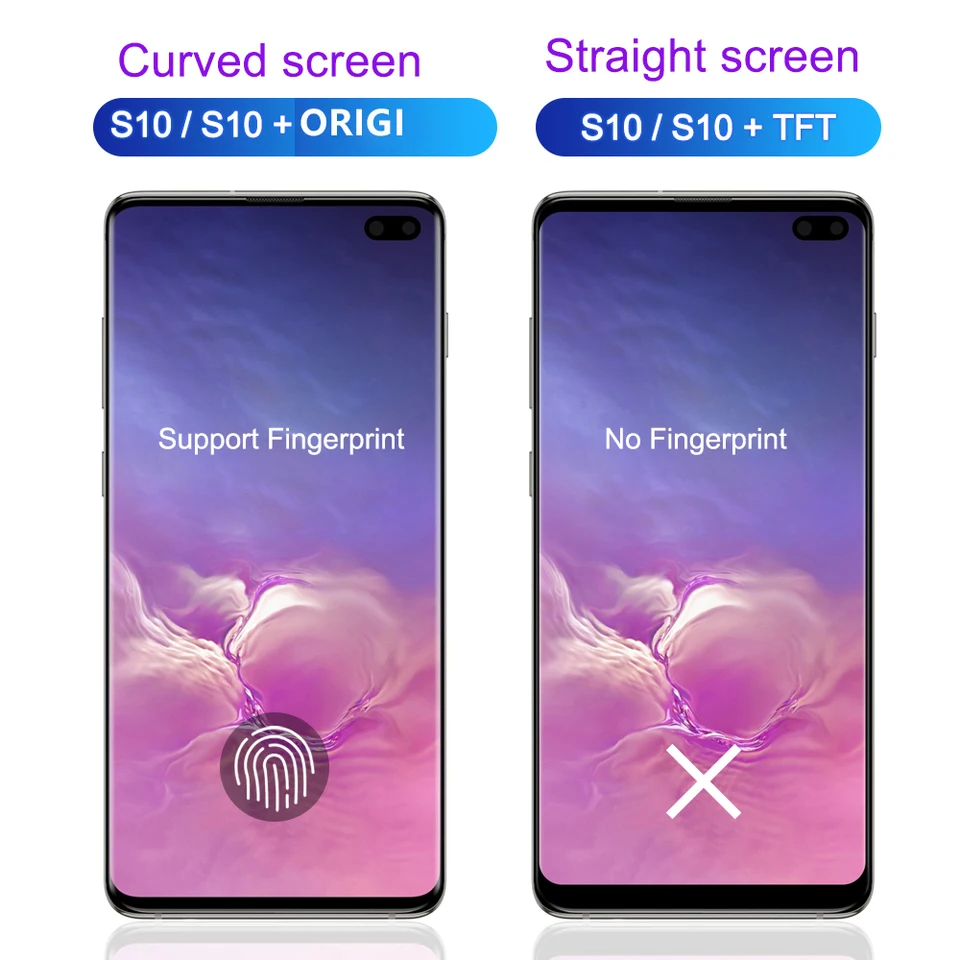 Super AMOLED para Samsung Galaxy S10 Plus LCD Display Táctil Digitalizador Ensamblaje para Samsung S10+ G973F G975F Pantalla 5
