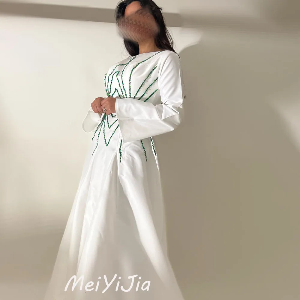 

Meiyijia Evening Dress Scoop Neckline Chiffon Aline Long Sleeves Saudi Arabia Sexy Evening Birthday Club Outfits Summer 2024