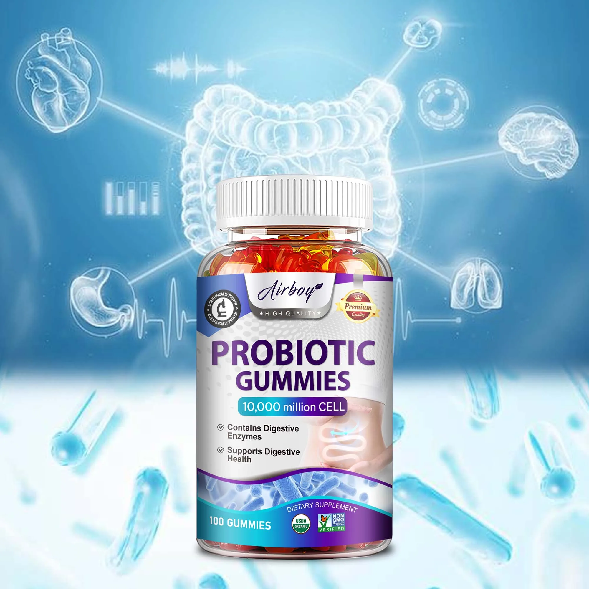 

Пробиотические жевательные жевательные конфеты — способствующие здоровье пищеварения и желоба, уменьшают уровень энергии, повышают иммунитет