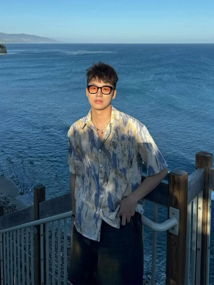 

Loose Fit Ice Silk Short Sleeve Men's Shirt Summer Casual Comfortable Southeast Asia Style Breathable Youth Fashion Leisure Wear