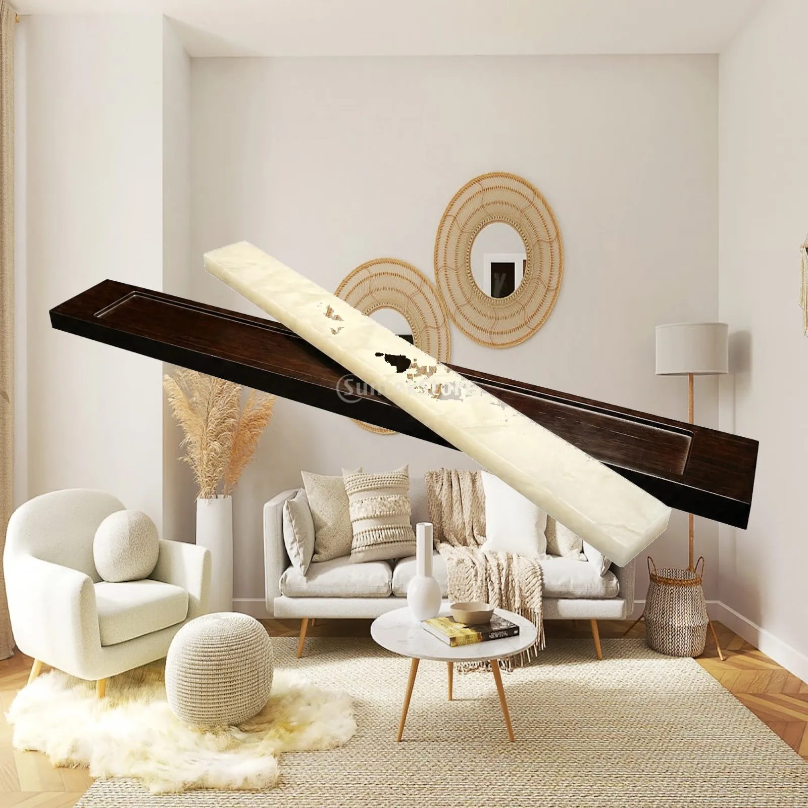 Sushi Serving Platter with Heat Resistant Art Glass Insert Bamboo Wood Tray for Elegant Dining