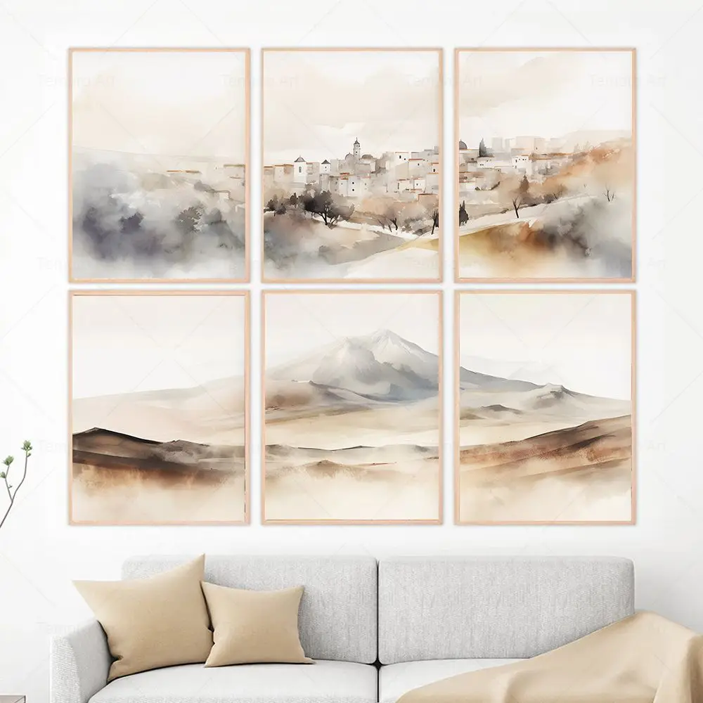 Jesus Painting Jerusalem Landscape Mountain Ararat Bible Art Cnavas Print Christian Wall Art Poster for Living Room Home Decor