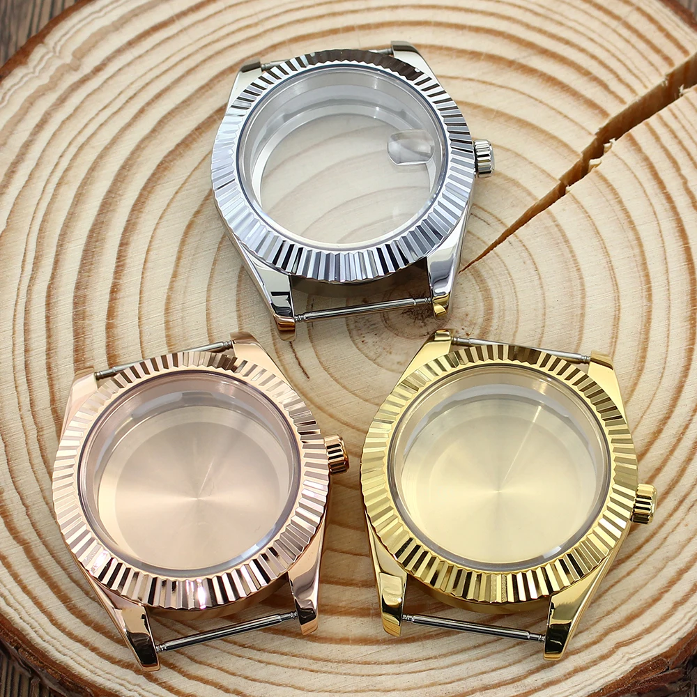 Fluted Curved 36mm/39mm Watch Case Sapphire Crystal Glass for NH35 NH36 NH70 NH72 4R35 Miyota 8215 821A DJ SK Design Style Case