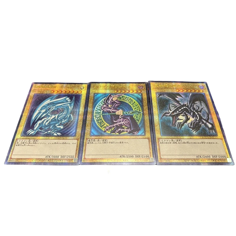 3Pcs/set Diy Homemade Yu-Gi-Oh! Black Magician Blue-Eyes White Dragon Anime Bronzing Collection Card Cartoon Toys Christmas Gift