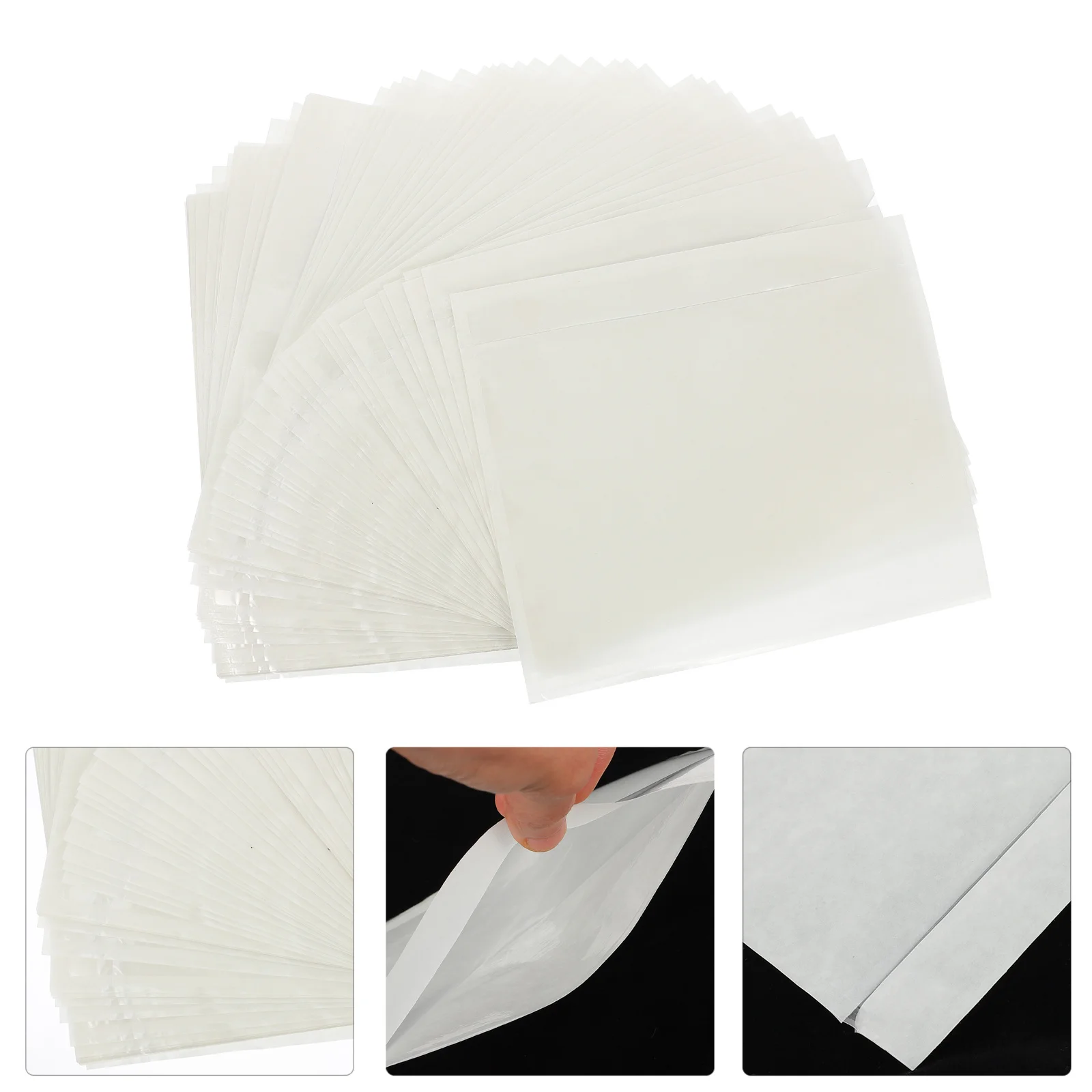 

50Pcs Window Type Receipt Bag Transparent Self-Adhesive List Protection Bag for Parcel Integrity Receipt Invoice Holder