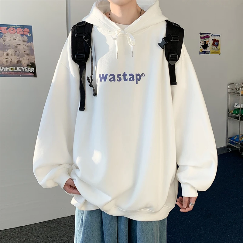 

Loose Men's Hoodie Spring Autumn Simple Faion Large Size Youth Casual Comfortable Sweatirt with Letter Print
