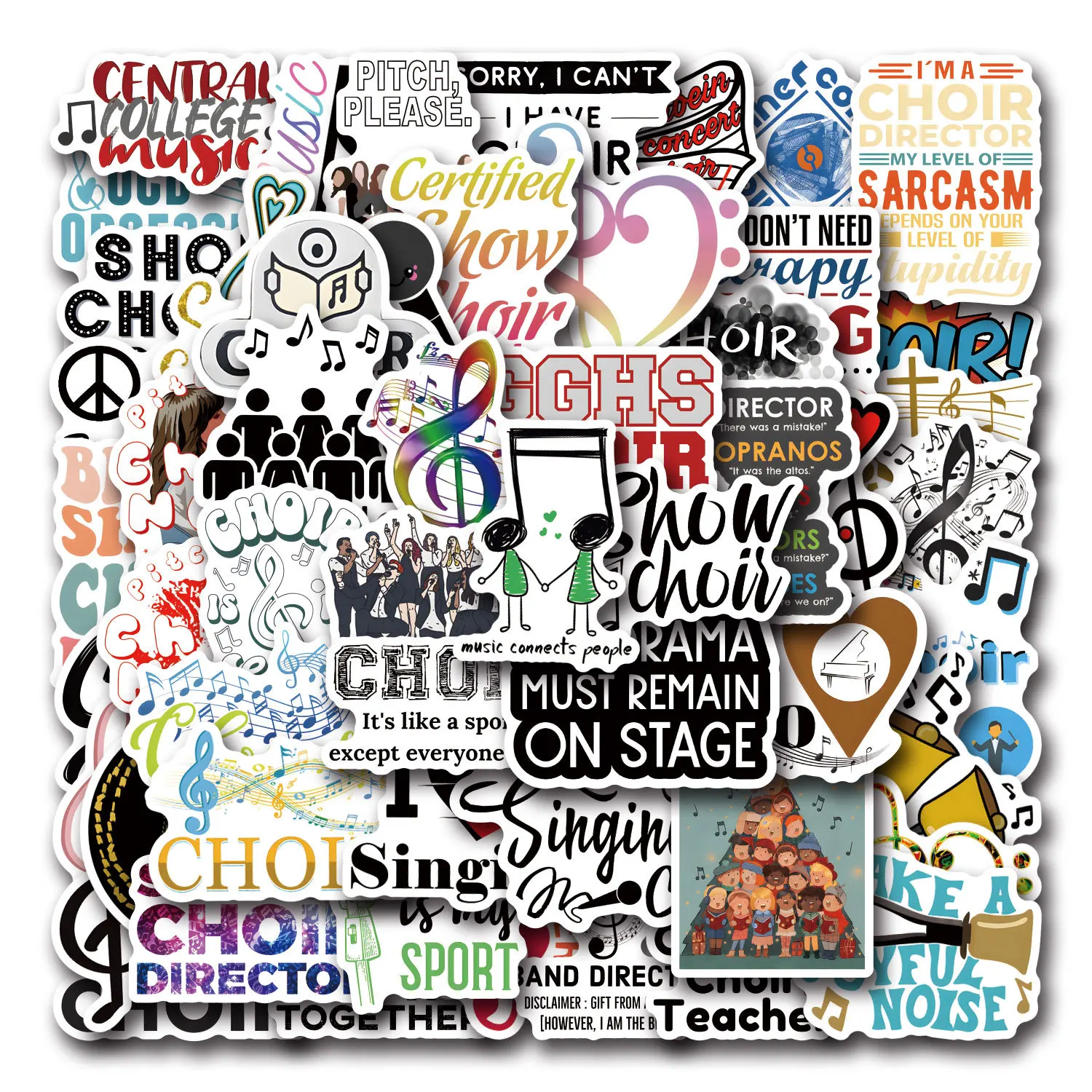 10/30/55/110PCS Grappige Koor Stickers Muziek Graffiti Sticker Plakboek Bagage Laptop Gitaar Auto fiets Cartoon Decals Kinderen Speelgoed