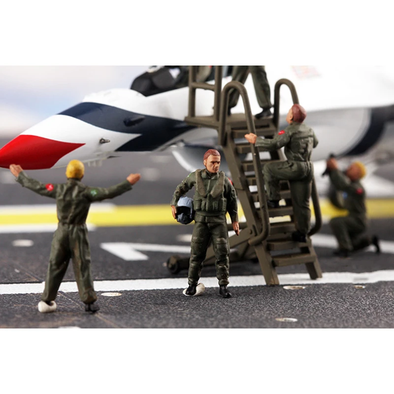 1:72 Scale 7Pcs Air Force Ground Service Pilots With Ladder Model Action Figure Dolls Toys DIY Scene Accessory Collection Gifts