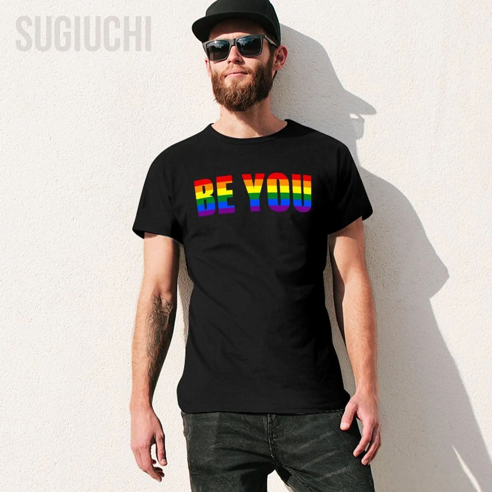 Unisex Men Be You LGBT Flag Gay Pride Month Transgender Tshirt Tees T Shirts Women Boys 100% Cotton T-Shirt